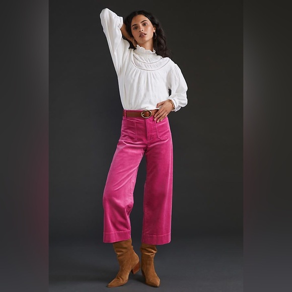 MAEVE Anthropologie The Colette Hot Fuschia Pink Corduroy Pants Size 27 - Picture 9 of 11